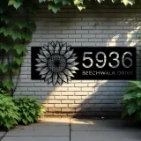 Custom Metal Sunflower Metal Address Sign, House number, Outdoor Number Signage, Yard Sign Address Plate