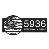 Custom Metal Stealth Fighter Jet airplane US flag Metal Address Sign House number Hanging Address Plaque Yard Sign Outdoor