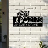 Custom Metal Grizzly Bear Metal Address Sign, House number, Outdoor Number Signage, Yard Sign Address Plate001