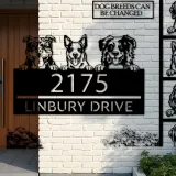 Custom Metal peeking dogs puppy Metal Address Sign House number Hanging Address Plaque Yard Sign Outdoor decor
