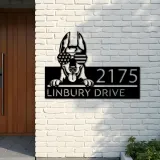 Custom Metal Doberman dog US flag glasses Metal Address Sign House number Hanging Address Plaque Yard Sign Outdoor decor