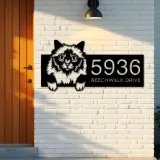 Custom Metal Holy Burma Cute peeking cat kitten Metal Address Sign, House number, Outdoor Number Signage, Yard Sign Address Plate