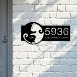 Custom Metal Yin Yang cat cute kitten pet Metal Address Sign, House number, Outdoor Number Signage, Yard Sign Address Plate