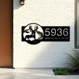 Custom Metal Deer fish duck fishing Metal Address Sign, House number, Outdoor Number Signage, Yard Sign Address Plate
