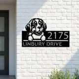 Custom Metal Bernese Mountain dog Puppy Metal Address Sign House number Hanging Address Plaque Yard Sign Outdoor decor