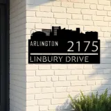 Custom Metal Arlington city skyline Metal Address Sign Hanging Address Plaque house number Yard Outdoor Sign