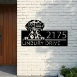 Custom Metal Dalmatian dog US flag glasses Metal Address Sign House number Hanging Address Plaque Yard Sign Outdoor decor