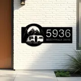Custom Metal Camping trailer adventure Metal Address Sign Custom House number Hanging Address Plaque Yard Sign Outdoor