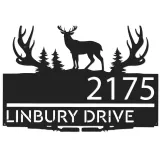 Custom Metal Deer hunting Metal Address Sign, House number, Outdoor Number Signage, Yard Sign Address Plate001