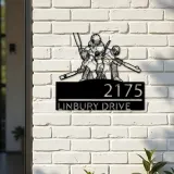 Custom Metal Cricket player sport Metal Address Sign, House number, Outdoor Number Signage, Yard Sign Address Plate