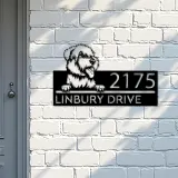Custom Metal Wheaten Terrier dog Puppy Metal Address Sign House number Hanging Address Plaque Yard Sign Outdoor decor