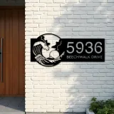 Custom Metal Waves Metal Address Sign, House number, Outdoor Number Signage, Yard Sign Address Plate