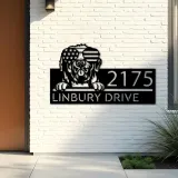 Custom Metal Newfoundland dog US flag glasses Metal Address Sign House number Hanging Address Plaque Yard Sign Outdoor decor