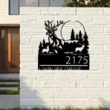Custom Metal Elk deer wildlife scene Metal Address Sign, House number, Outdoor Number Signage, Yard Sign Address Plate