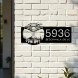 Custom Metal UFO Spaceship Metal Address Sign, House number, Outdoor Number Signage, Yard Sign Address Plate