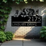 Custom Metal Chicken Cow horse rabbit farmhouse farm animals Metal Address Sign, House number, Outdoor Number Signage, Yard Sign Address Plate