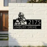 Custom Metal Santa Claus Metal Address Sign, House number, Outdoor Number Signage, Yard Sign Address Plate