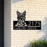Custom Metal Scottish Terrier US flag glasses Metal Address Sign House number Hanging Address Plaque Yard Sign Outdoor decor
