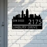 Custom Metal San Diego city skyline Metal Address Sign Hanging Address Plaque house number Yard Outdoor Sign