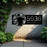 Custom Metal Baseball player Sport Metal Address Sign, House number, Outdoor Number Signage, Yard Sign Address Plate001