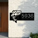Custom Metal Bass fishing fisherman Metal Address Sign, House number, Outdoor Number Signage, Yard Sign Address Plate002