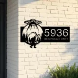 Custom Metal Alien UFO bigfoot sasquatch Metal Address Sign, House number, Outdoor Number Signage, Yard Sign Address Plate