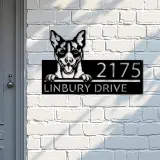 Custom Metal Rat Terrier Dog Cute puppy Metal Address Sign House number Hanging Address Plaque Yard Sign Outdoor decor