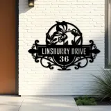 Custom Metal Butterfly flowers Metal Address Sign, House number, Outdoor Number Signage, Yard Sign Address Plate001