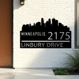 Custom Metal Minneapolis city skyline Metal Address Sign Hanging Address Plaque house number Yard Outdoor Sign