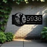 Custom Metal Golfer Golf Club Metal Address Sign, House number, Outdoor Number Signage, Yard Sign Address Plate