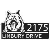 Custom Metal Keeshond dog Cute puppy Metal Address Sign House number Hanging Address Plaque Yard Sign Outdoor decor