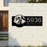 Custom Metal Mountain biker Bicycle rider MTB Metal Address Sign, House number, Outdoor Number Signage, Yard Sign Address Plate