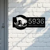 Custom Metal Mountain Bike Bicycle Cyclist Metal Address Sign, House number, Outdoor Number Signage, Yard Sign Address Plate