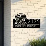 Custom Metal Shih Tzu dog US flag glasses Metal Address Sign House number Hanging Address Plaque Yard Sign Outdoor decor