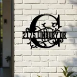 Custom Metal Floral Monogram Split Letter C Metal Address Sign House number Hanging Address Plaque Yard Sign Outdoor decor