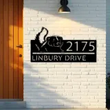 Custom Metal Peeking Skunk Wild animal wildlife Metal Address Sign, House number, Outdoor Number Signage, Yard Sign Address Plate