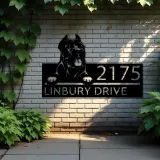 Custom Metal Cane Corso cute puppy dog Metal Address Sign Hanging Address Plaque house number Yard Outdoor Sign