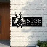 Custom Metal Floral deer head Metal Address Sign, House number, Outdoor Number Signage, Yard Sign Address Plate