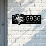 Custom Metal Floral Love heart butterfly Metal Address Sign, House number, Outdoor Number Signage, Yard Sign Address Plate
