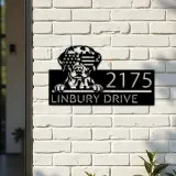 Custom Metal Dalmatian dog US flag glasses Metal Address Sign House number Hanging Address Plaque Yard Sign Outdoor decor