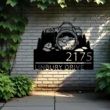 Custom Metal Camera mountain scene photography Metal Address Sign, House number, Outdoor Number Signage, Yard Sign Address Plate
