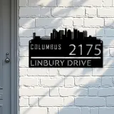Custom Metal Columbus city skyline Metal Address Sign Hanging Address Plaque house number Yard Outdoor Sign