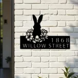Custom Metal Rabbit Easter egg Bunny Metal Address Sign, House number, Outdoor Number Signage, Yard Sign Address Plate