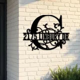 Custom Metal Floral Monogram Split Letter C Metal Address Sign House number Hanging Address Plaque Yard Sign Outdoor decor