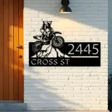 Custom Metal Dirtbike Motocross rider Mountain climbing Metal Address Sign, House number, Outdoor Number Signage, Yard Sign Address Plate