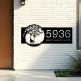 Custom Metal Girl on Swing Metal Address Sign, House number, Outdoor Number Signage, Yard Sign Address Plate
