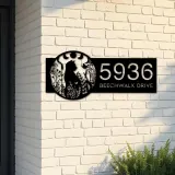 Custom Metal Floral cat moon phases Metal Address Sign, House number, Outdoor Number Signage, Yard Sign Address Plate