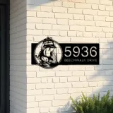 Custom Metal Ship with rope sea adventure Metal Address Sign, House number, Outdoor Number Signage, Yard Sign Address Plate