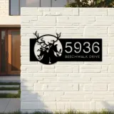 Custom Metal Deer couple Metal Address Sign, House number, Outdoor Number Signage, Yard Sign Address Plate