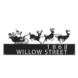 Custom Metal Santa flying in a sleigh with reindeer Metal Address Sign, House number, Outdoor Number Signage, Yard Sign Address Plate